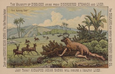 Amérindien brave déguisé chassant le cerf - American School